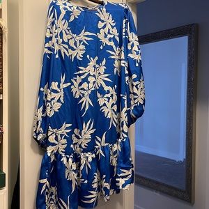 Bright blue patterned designer dress